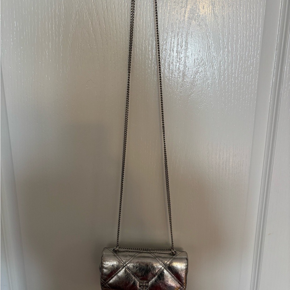 Silver Tory Burch- Kira Diamond Quilt Flap Bag - Picture 7 of 15